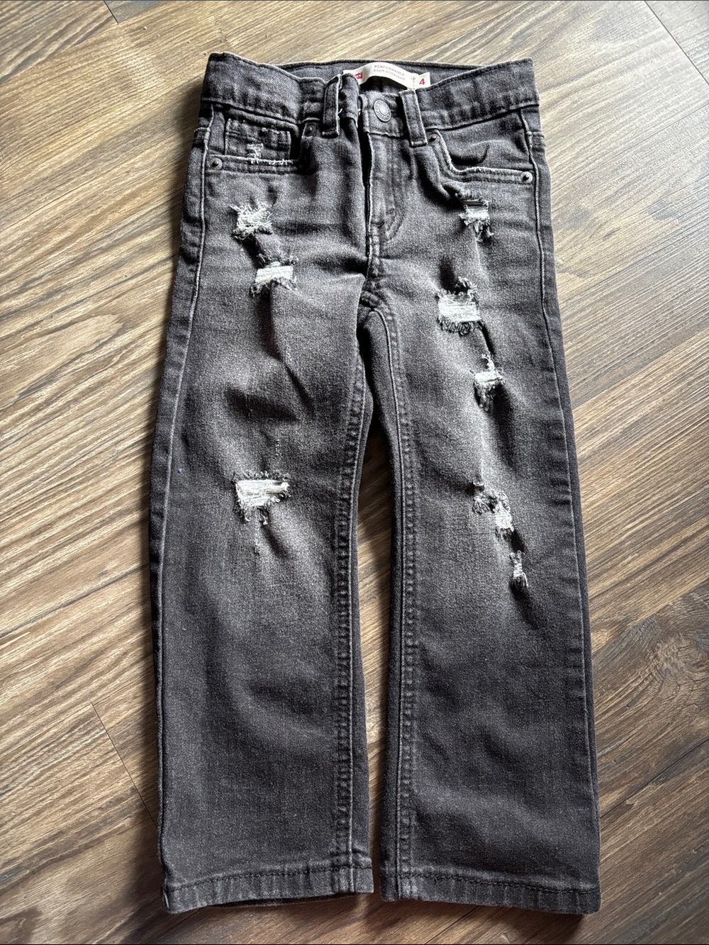 Levi's Boy Black Straight Leg Distressed Jeans